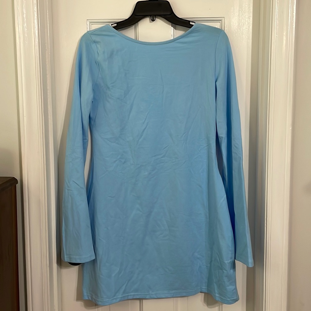 Light Blue Party Dress - small - scoop back and wide at wrists